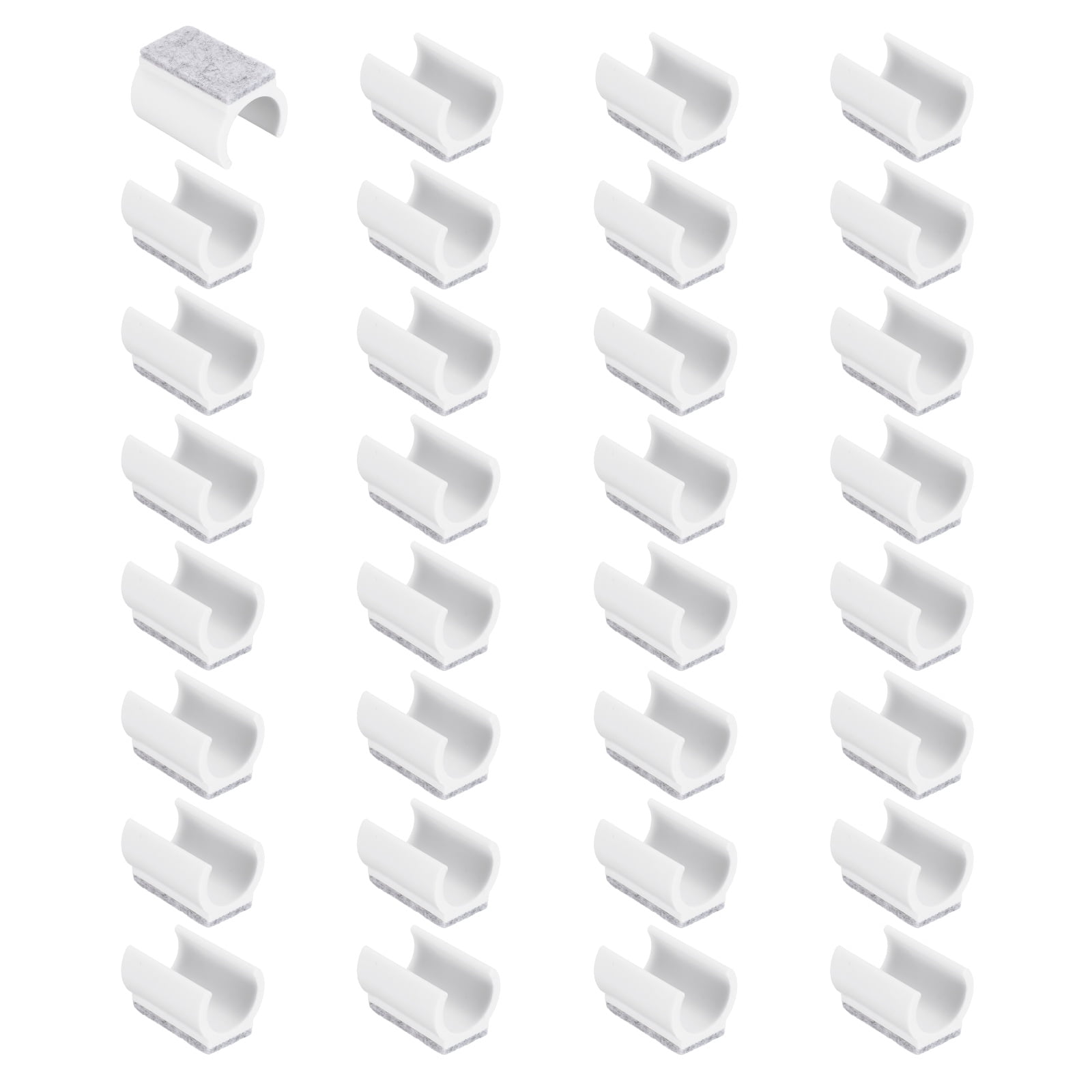 32 Pack Rectangle U Shaped Chair Leg Caps with Felt Pads, Fit 25mm Dia Tubular Legs, Slide Smoothly Furniture Feet Protectors No Scratches No Noise for Hardwood Floors, White