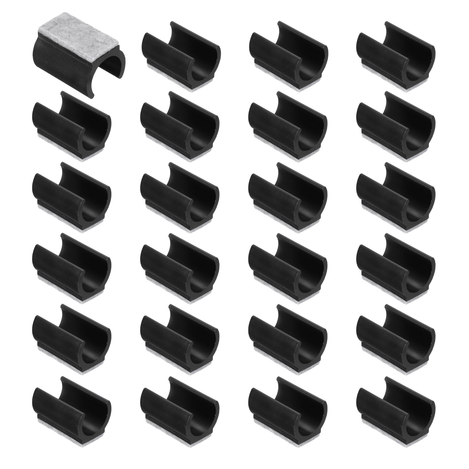 32 Pack Rectangle U Shaped Chair Leg Caps with Felt Pads, Fit 25mm Dia Tubular Legs, Slide Smoothly Furniture Feet Protectors No Scratches No Noise for Hardwood Floors, Black