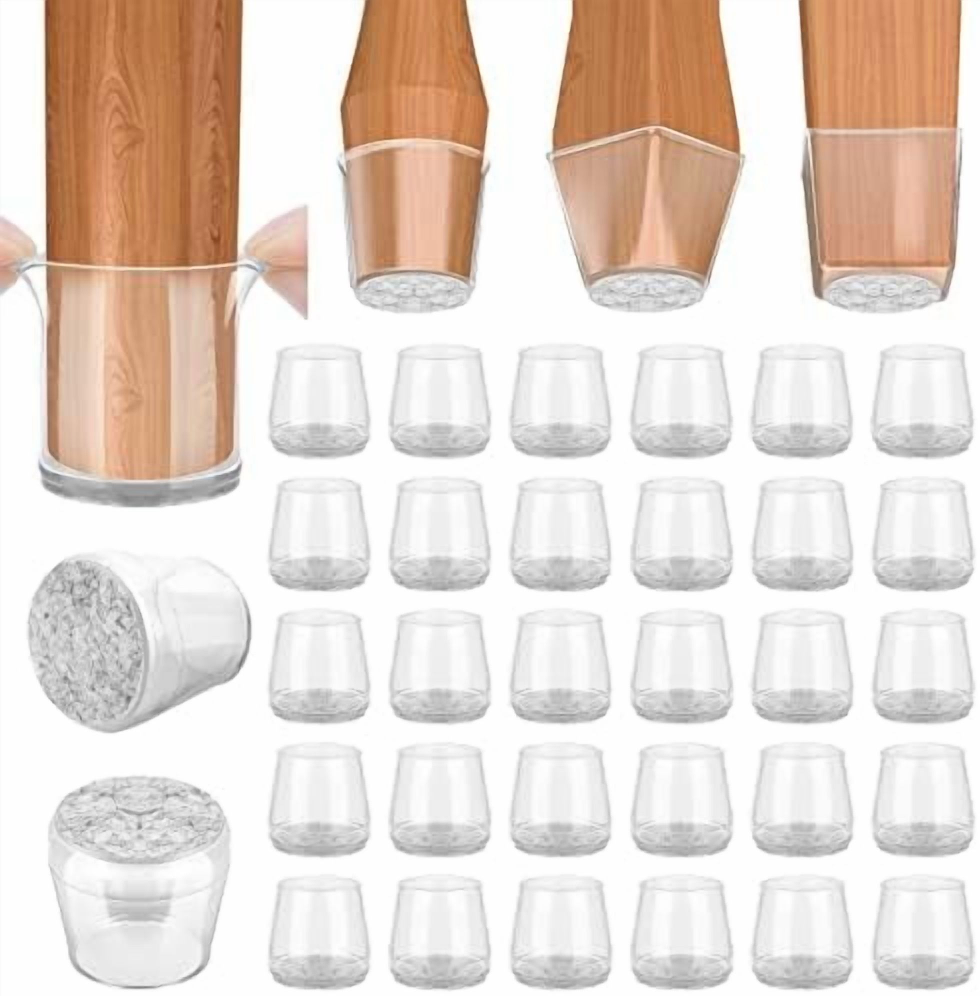 32 Pack Silicone Chair Leg Floor Protectors, Stool Leg Protectors Cap ...