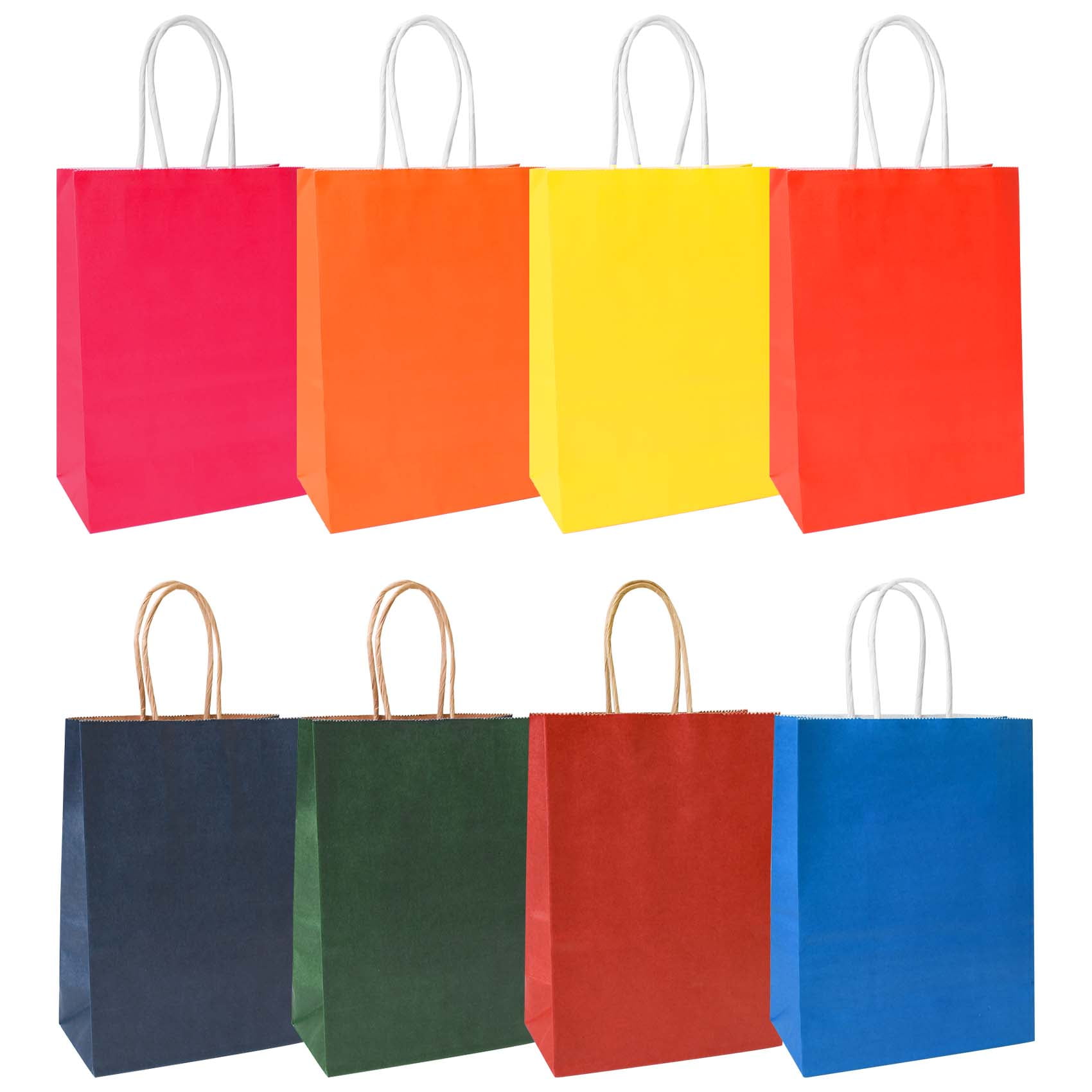 32 Pack Small Gift Bags with Handles, 8 Colors Paper Rainbow Gift Bags Bulk for Party Favors, Birthday, Goodie Bags and Christmas
