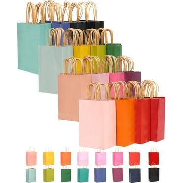 32-Pack Small Gift Bags with Handles - Bulk Assorted Colors, 16 Different Colors Versatile for Various Uses - 8.26"×6"×3.15"