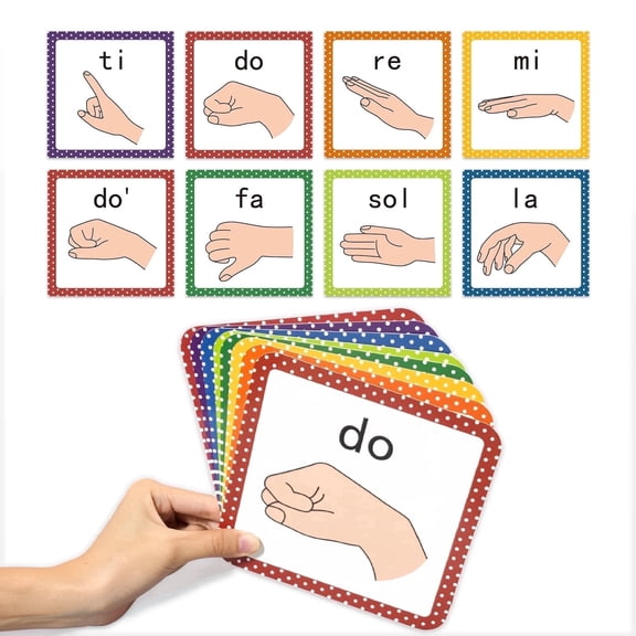 LemonKite 32-Pack Curwen/Kodaly Solfege Hand Sign Cards, Laminated 6-Inch Square, Pitch Guide Cards for Beginners, Music practice, Group Activities