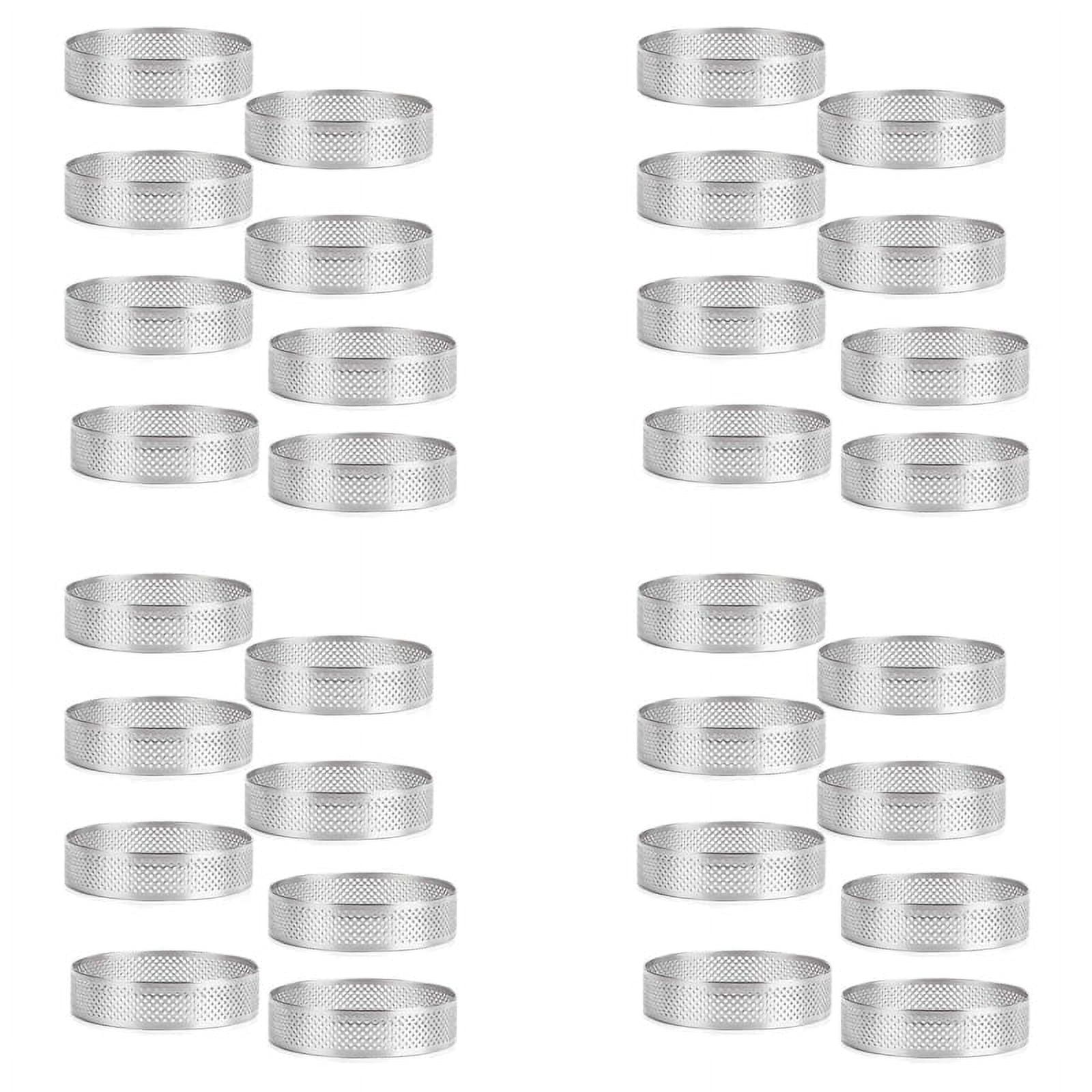 32 Pack Stainless Steel Tart Rings, Heat- Perforated Cake Mousse Ring ...