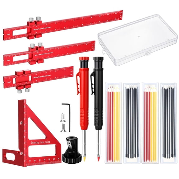 32 Pack Woodworking Ruler Metal Slide Rule 3D Multi-Angle Measuring Ruler Miter Triangle Rule for Carpenters Craftsmen