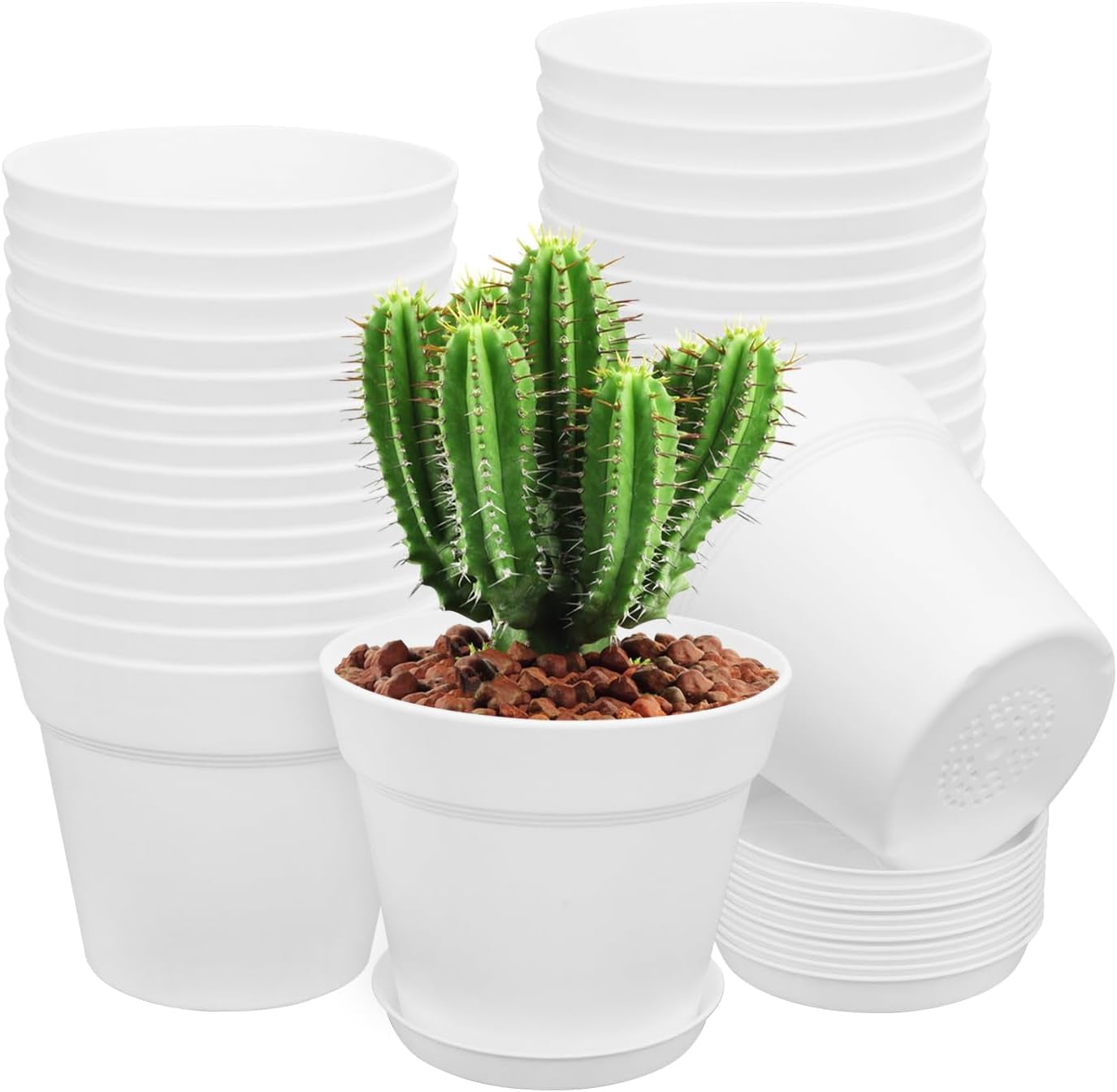 5 Pack Planters Utopia Home 5-Pack Plastic Plant Pots With Saucers ...