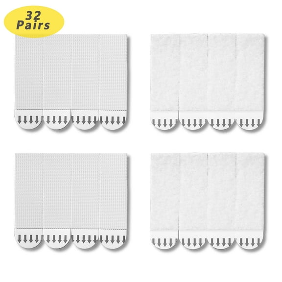 32-Pairs (64 Strips), Medium, Picture Hanging Strips, JELLYSUB Removable Hook and Loop Strips Heavy Duty, Damage Free