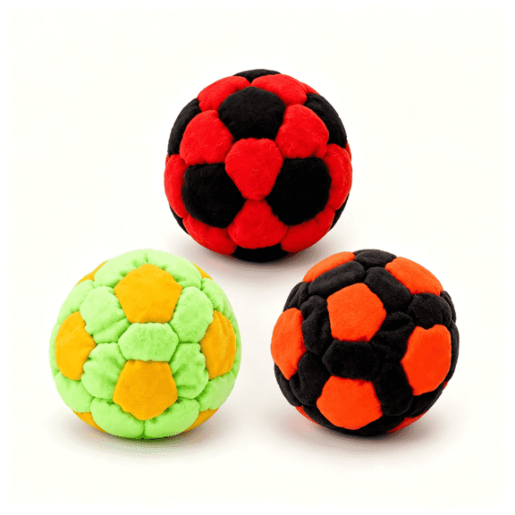 32 Panel Hacky Sack Footbag, Sand Filled Soccer Style Kick Bag for Kids & Adults, Easy Control Freestyle Foot Bag for Outdoor Games, Coordination & Soccer Training
