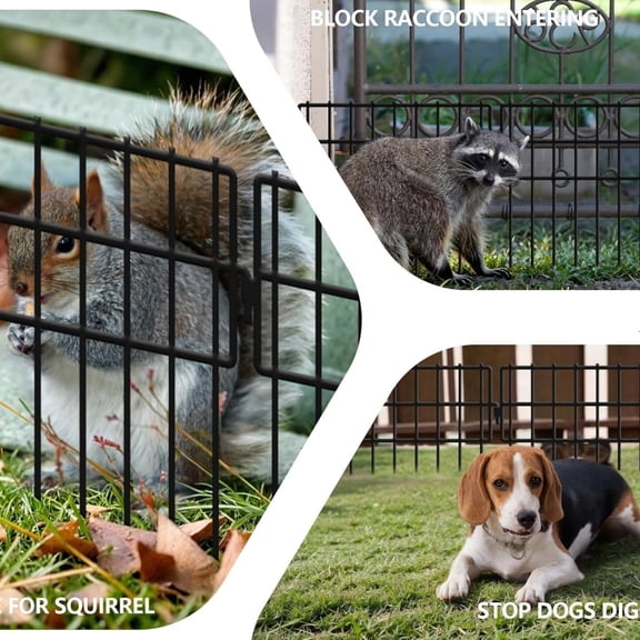 32 Panels Animal Barrier Fence No Dig, 32ft(L) X 13in(H) 1.2in Gap Rabbit Fences Ground Defense Border Small Metal Fencing, Dog Blocker Under Barriers for Garden, Flower Bed, Patio