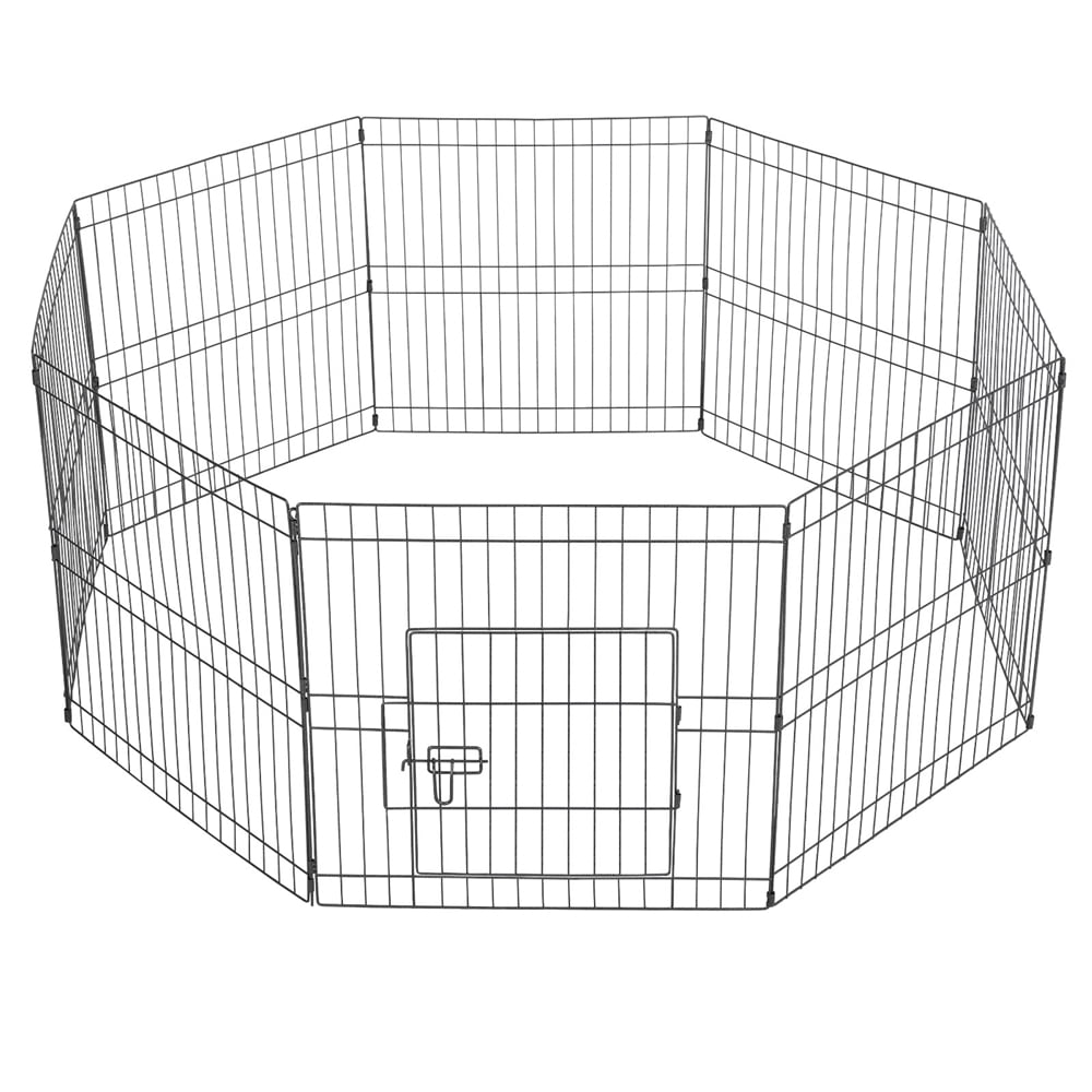 32 Panels Foldable Pet Playpen For Puppies, Metal, Indoor & Outdoor, Black