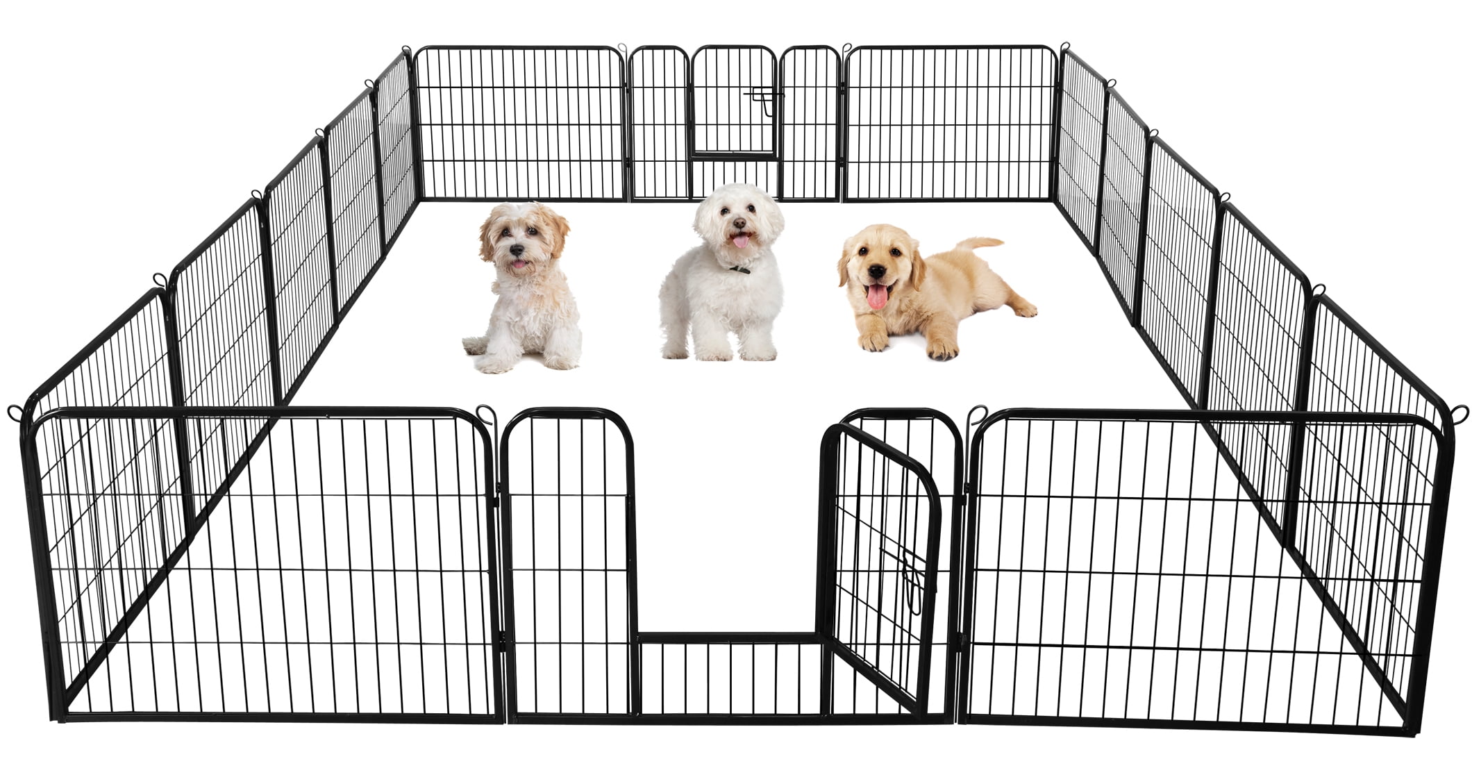 Renwick 32 Panels Metal Dog Exercise Playpen with Door, Outdoor & Indoor, Black