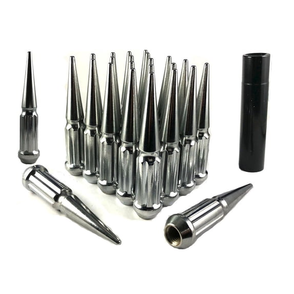 32 Pc Solid Spline Spike Lug Nuts Kit 9/16" Chrome
