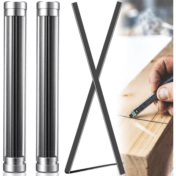 32 Pcs 2B 2 x 5 mm Carpenter Pencil Refills, 5.9in Long Flat Graphite Mechanical Pencil Lead, Gray Replacement Refills with 2 Storage Cases for Woodworking Construction DIY