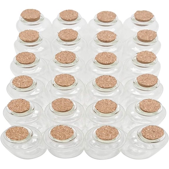 32 Pcs 30 mL Cork Stopper Glass Bottles 1 Ounce DIY Decoration Mini Wishing Glass Bottles for Potion, Party Favors, Weddings, Message in a Vials