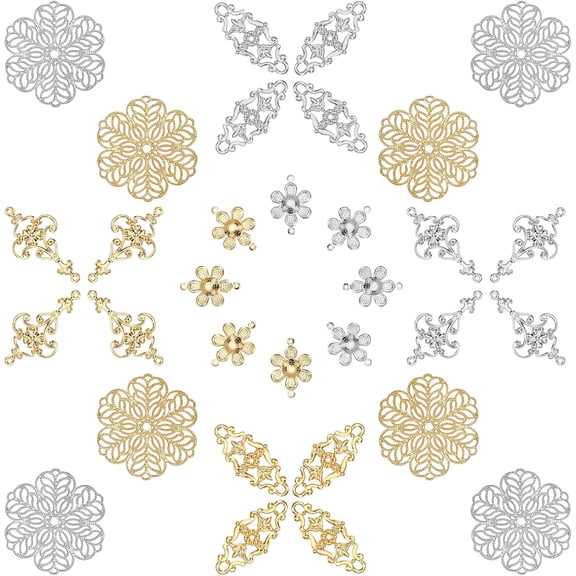 32 Pcs 8 Styles 304 Stainless Steel Links Golden & Silver 4pcs/style