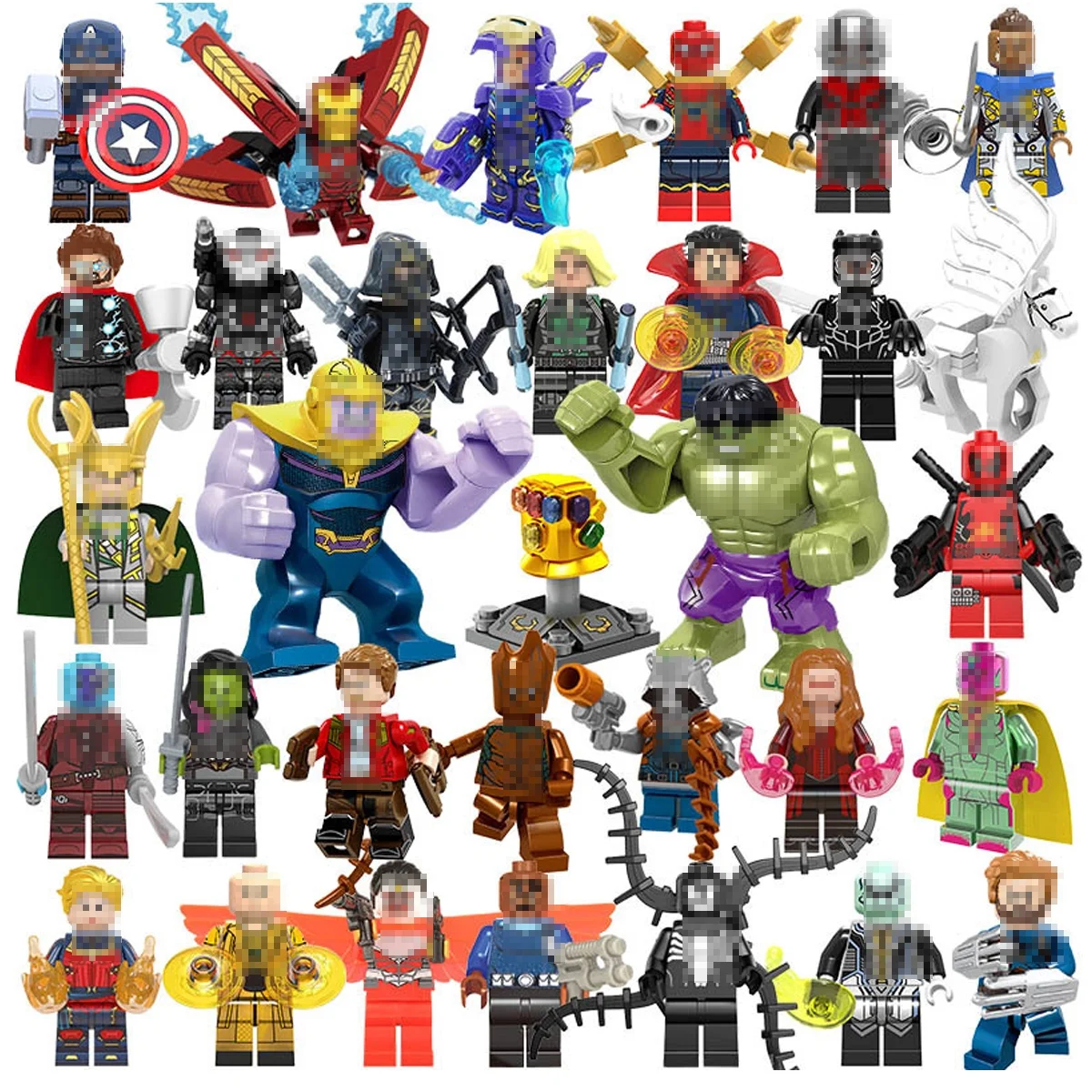 32 Pcs Action Figures Building Blocks Toys Set, Collectible 1.77-2.95 Inchs Hulk Iron Man Building Kits Awesome Gift for Kids Fans of Super Hero Building Toys