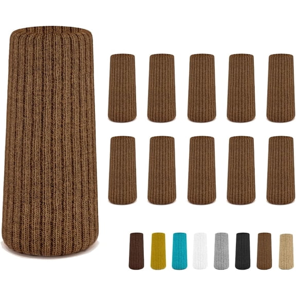 32 Pcs Brown Premium Chair Leg Socks Protectors for Hardwood Floors - Do not Easily Fall Off - Very Easy to Put on - Fits All Leg Shapes - High Elastic Bar Stool Leg Covers - Furniture Pads