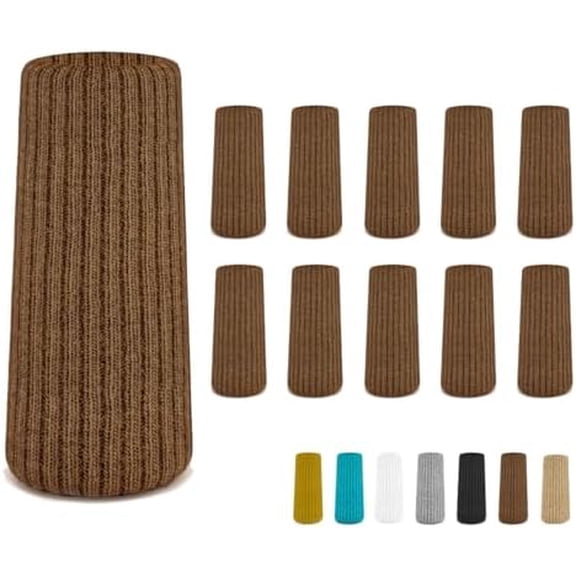 32 Pcs Brown Premium Chair Leg Socks Protectors for Hardwood Floors - Do not Easily Fall Off - Very Easy to Put on - Fits All Leg Shapes - High Elastic Bar Stool Leg Covers - Furniture Pads