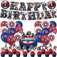 thumbnail image 1 of 32 Pcs For Captain America Theme Birthday Party Decorations Set with 18 Balloons,1 Happy Birthday banner,1 Cake Topper,12 Cupcake Toppers,All-in-One Celebration Kit, 1 of 5