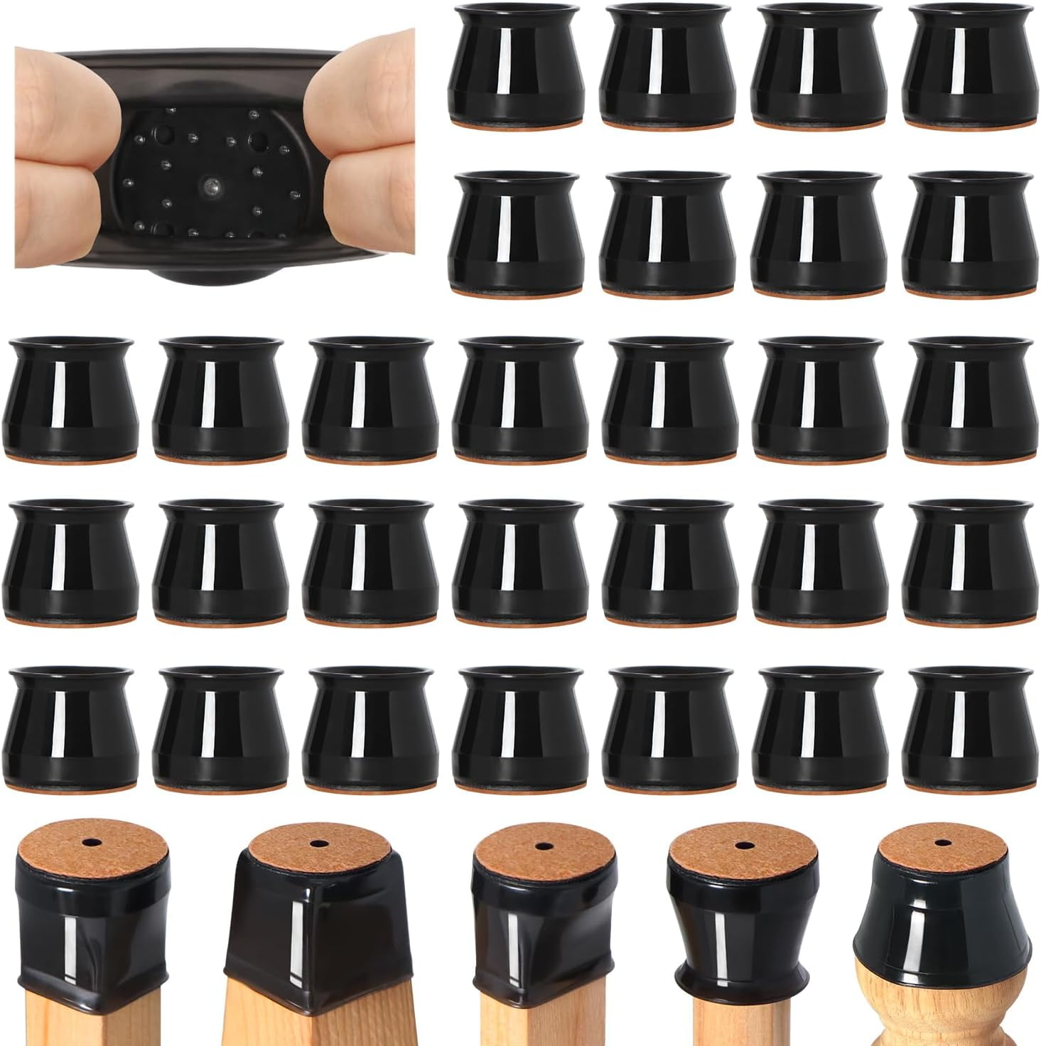 32 Pcs Chair Leg Floor Protectors for Hardwood Floors Silicone