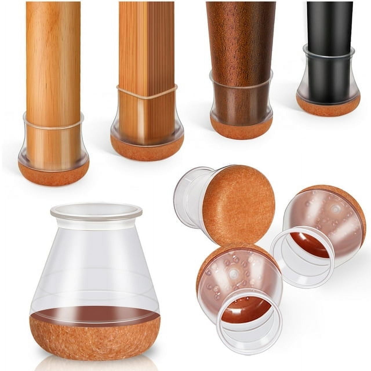 32 Pcs Chair Leg Floor Protectors, Small Clear Silicone Chair Leg