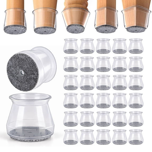 BN-LINK 32 Pcs Chair Leg Floor Protectors, Chair Leg Caps with Felt Pads, Noise Reduction & Anti Scratch Chair Leg Covers for Hardwood Floors, Fit: 1-3/16" to 2"