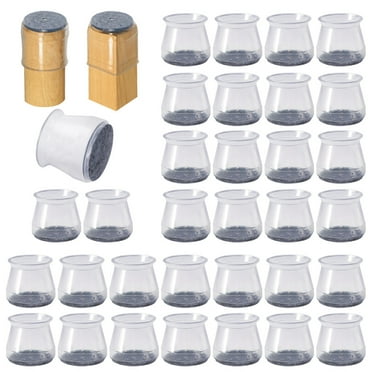 32 Pcs Clear Sliders, Chair Leg Cover, Silicone Chair Leg Protectors with Felt Pads for Protecting Hardwood/Tile Floors from Scratches and Noise