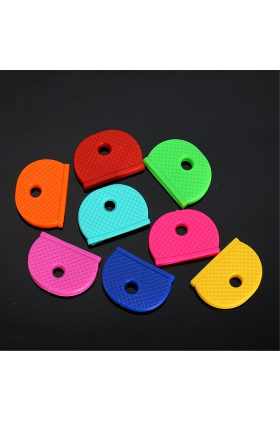 32 Pcs Coloured Key Cap Covers Stretchy Keycaps Soft Good Grip Key Identifier Caps for Key Chain & ID Tags Half Round Key Covertag with Hole Key Handle for Most Keys, 0.98"x0.71"x0.12", Multicolor