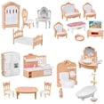 thumbnail image 1 of 32 Pcs Dollhouse Furniture Set,4 in 1 Dollhouse Accessories and Furniture, Pretend Play Furniture Toys Christmas Birthday for Children 3Y+ (Brown and white), 1 of 7