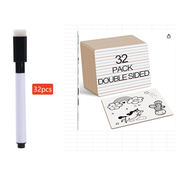 32 Pcs Dry-erase Board Set with Lines