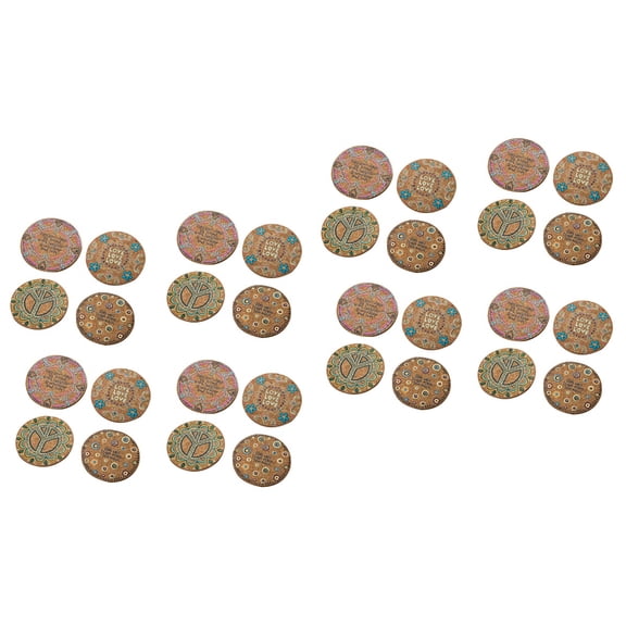 32 Pcs Durable Round Natural Cork Coasters Heat Resistant Patterned Mats Tabletop Protection Drink Coasters (Light Brown)
