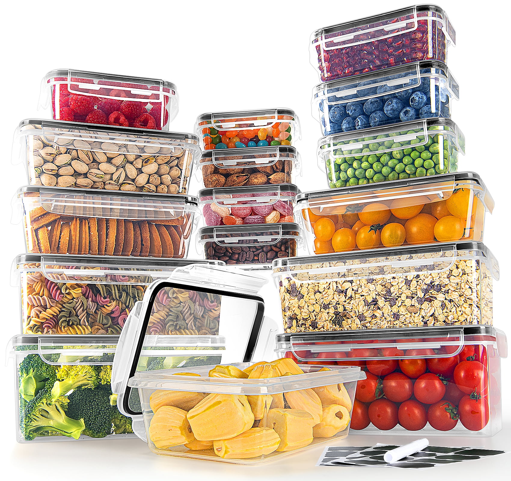 The Oniriq  Stackable Clear Bins with Removable Dividers - Food Snack  Organizer