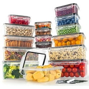 32 Pcs Food Storage Containers Set with Upgraded Snap Locking Lids (16 Lids + 16 Containers) - Airtight Plastic Containers for Pantry & Kitchen Organization - BPA-Free with Free Labels & Marker