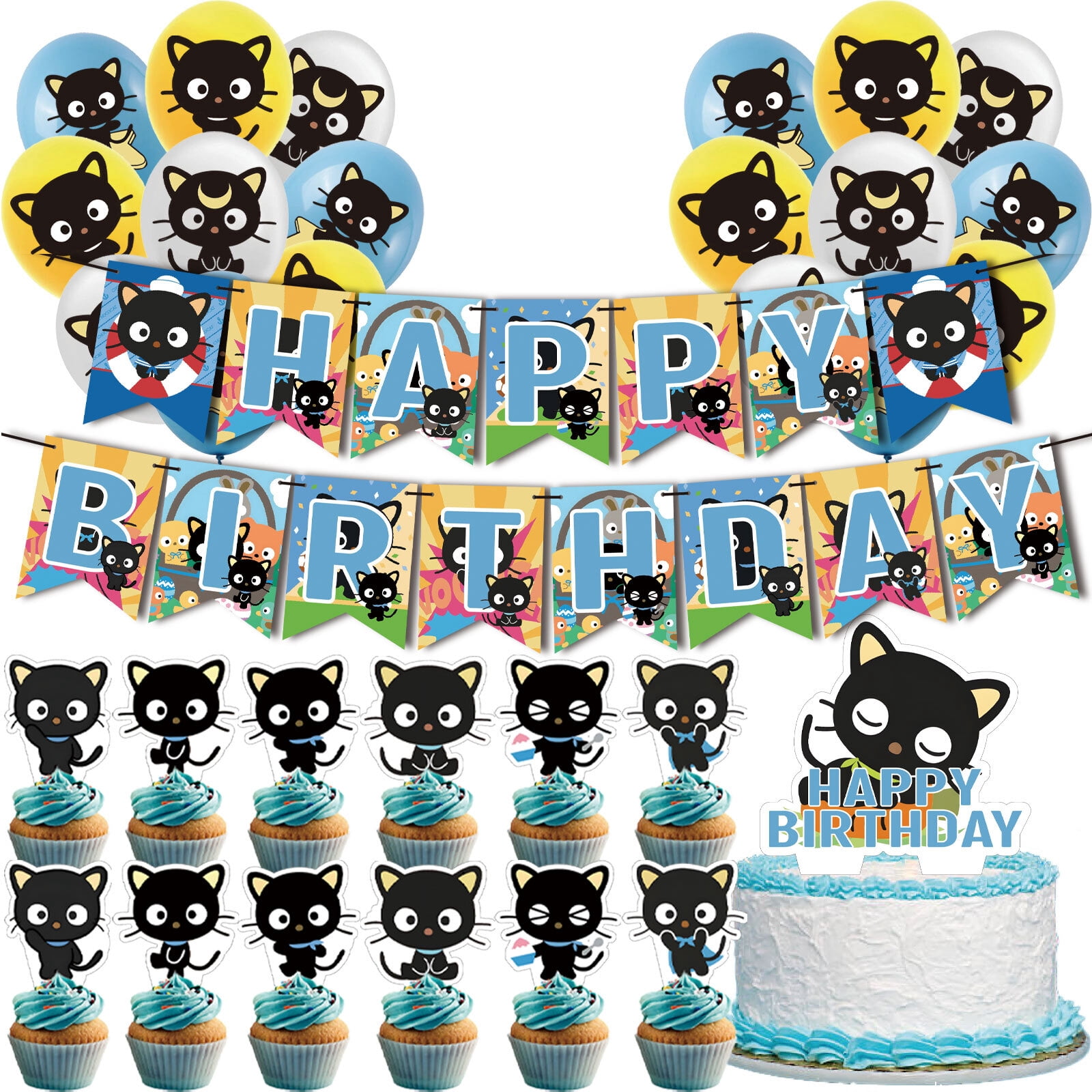 32 Pcs For Chococat Cartoon-Themed Party Decoration Set – With 18 ...