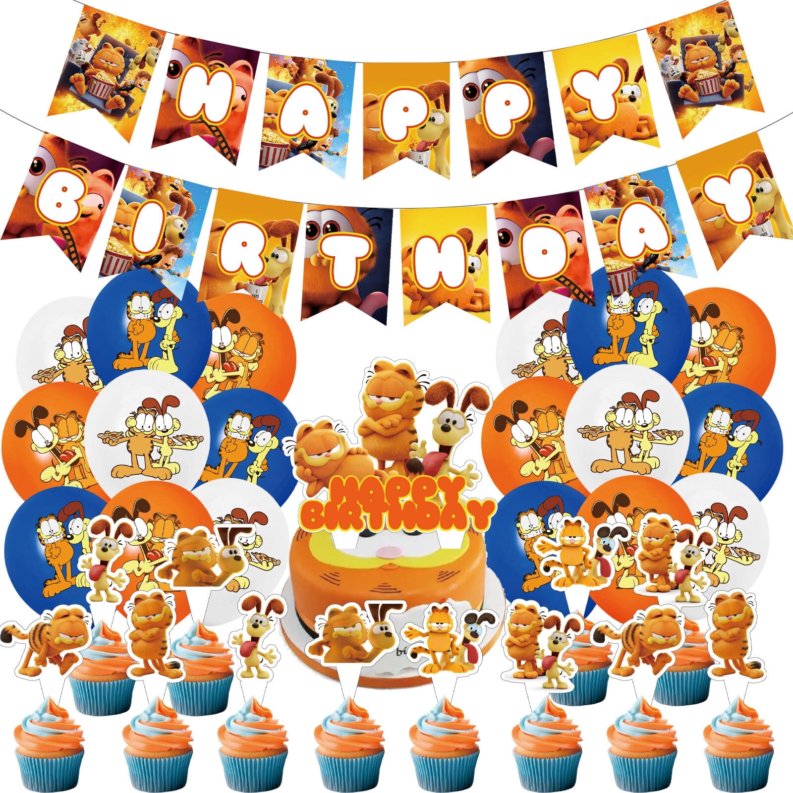 32 Pcs For Garfield Cartoon Theme Party Supplies Set,Includes Banner ...