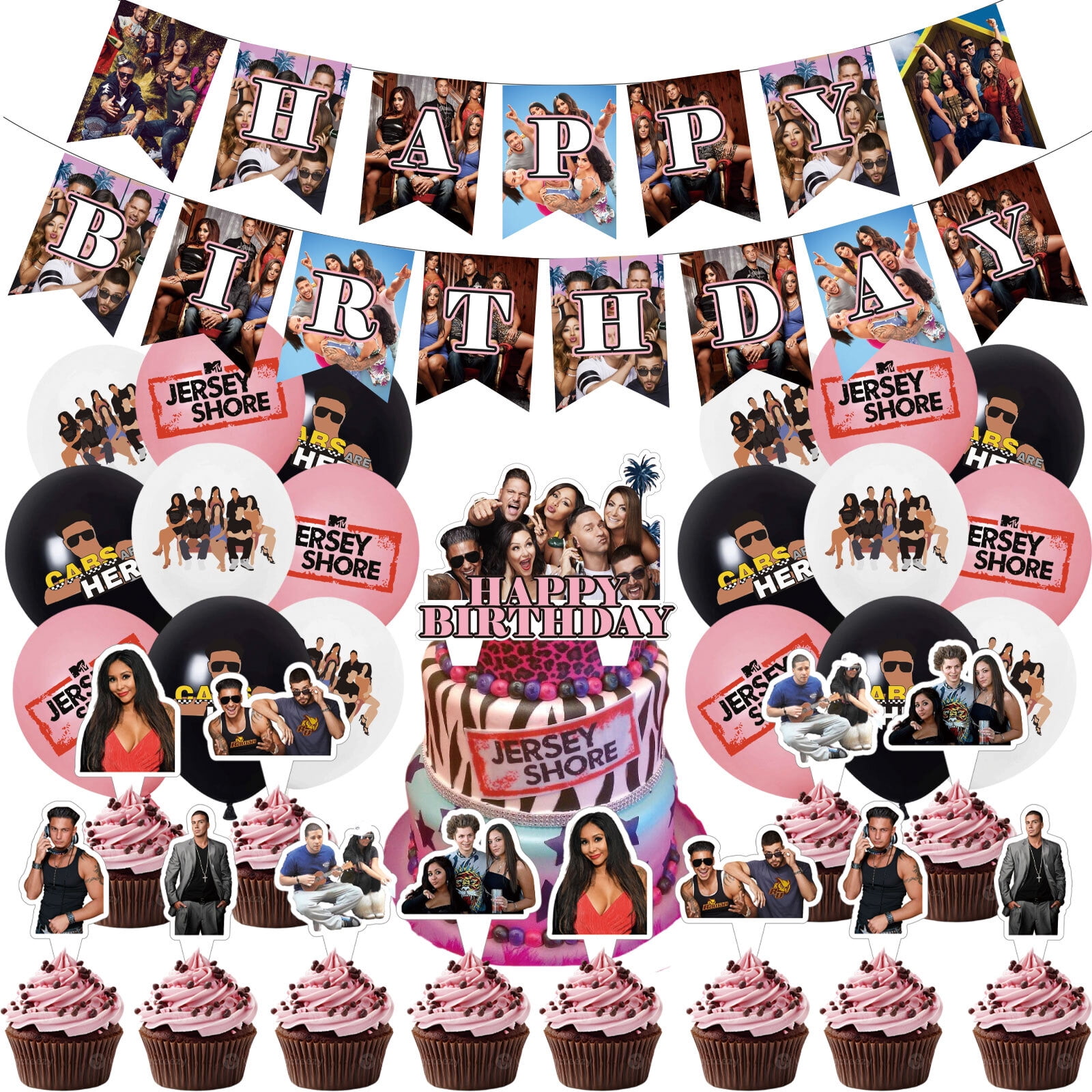 32 Pcs For Jersey Shore Theme Birthday Party Decorations,With 1 Happy