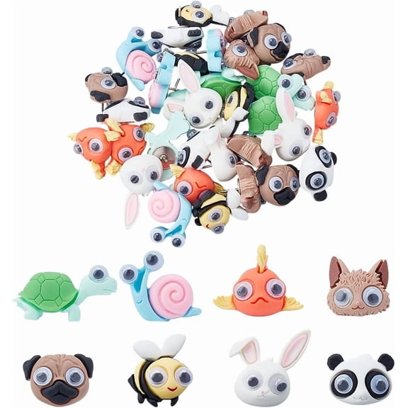 32 Pcs Fun Animal Push Pin Cute Turtle Fish Thumb Tacks Decorative Bee Puppie Push Pin Funny Pushpins Thumbtack for DIY Bulletin Board Photo Wall Cork Board Map Office Home Decor