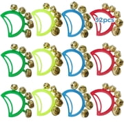 32 Pcs Hand Bells, Orff Musical Instruments, Jingle Bells, 4 Colors, Tambourine Noise Makers for Little Ones and Adults, Ideal for Parties, Celebrations, and Music Classes