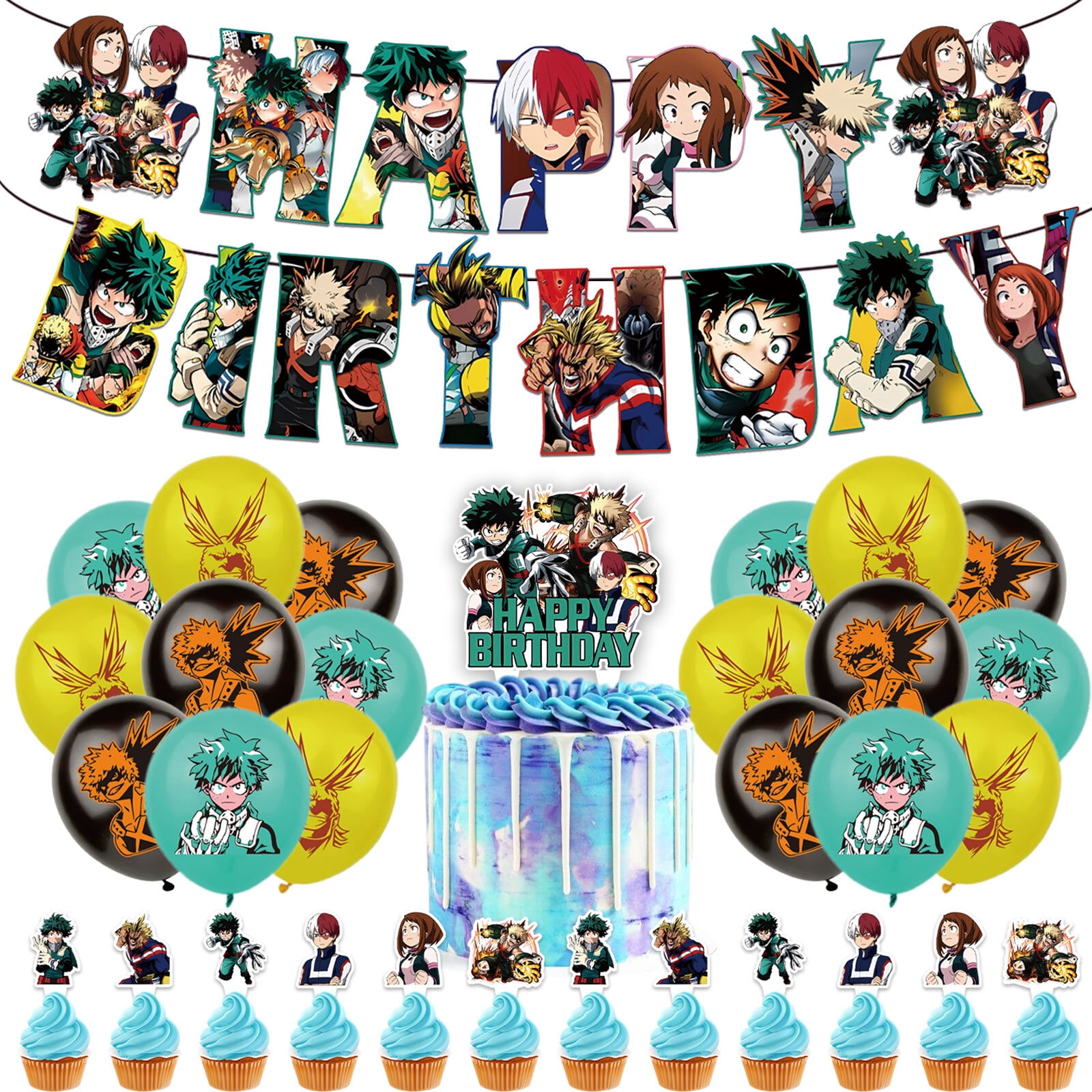 58 PCS Déco Anniversaire Gamer Thème Jeu Vidéo - Ballons, Bannière, Toppers Cupcake Garçon Enfant