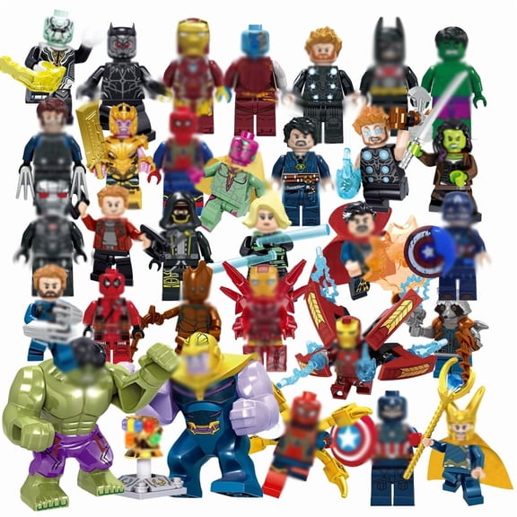 32 Pcs Hero Building Blocks Mini Figures Set, 1.77-3 Inch Collectible Action Toys Kit, Birthday Present for Kids and Collectors