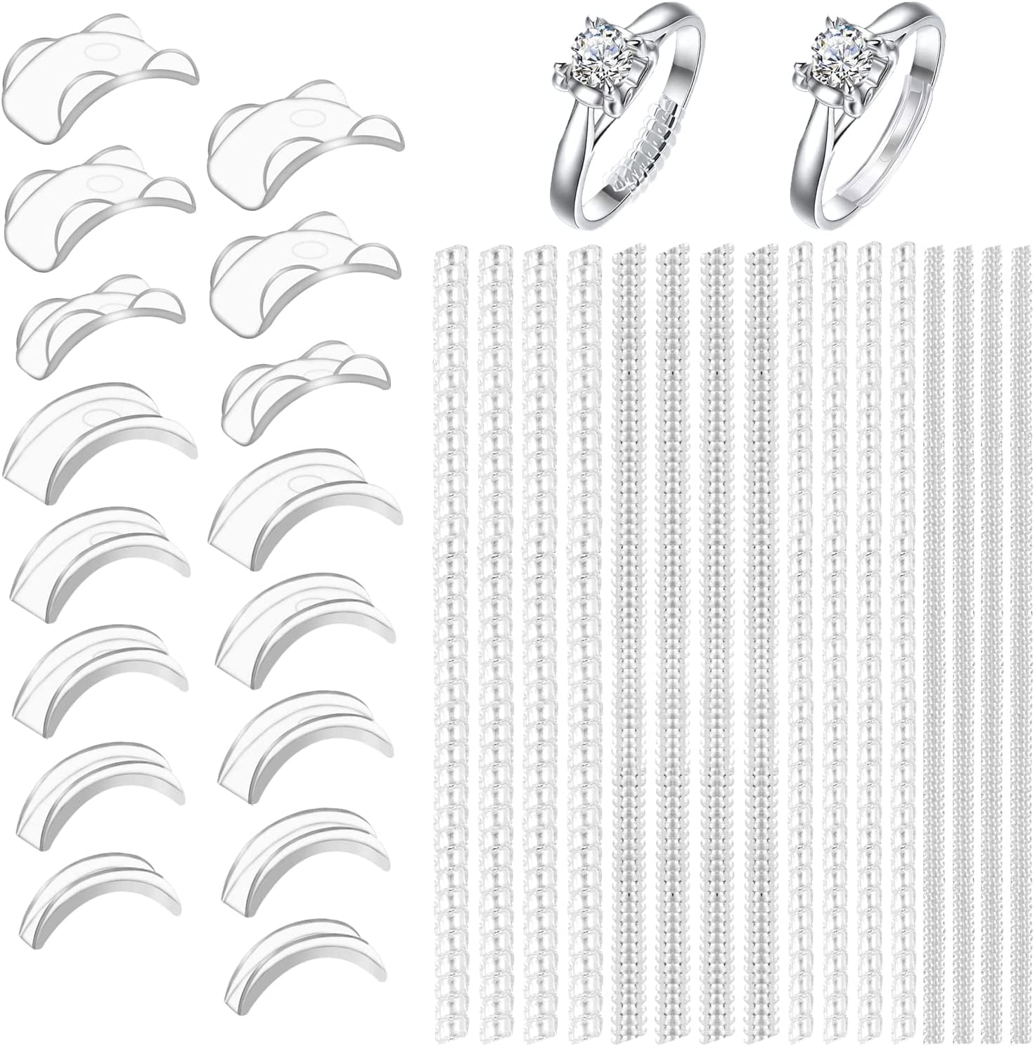 TOSEERY 32 Pcs Invisible Ring Size Adjuster for Loose Rings, Assorted Sizes of Ring Sizer