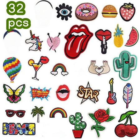 32 Pcs Iron on Patches Mighty Patches Iron on Letters & Patch Assorted Applique Patches