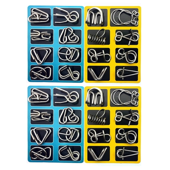 32 Pcs Metal Montessori Puzzles - Assembly & Disentanglement Puzzles for Puzzle Solving Games, Metal Brain Teaser Rings for Adults & Kids - 3D Wire Logic Game for Stress Relief & IQ Testing