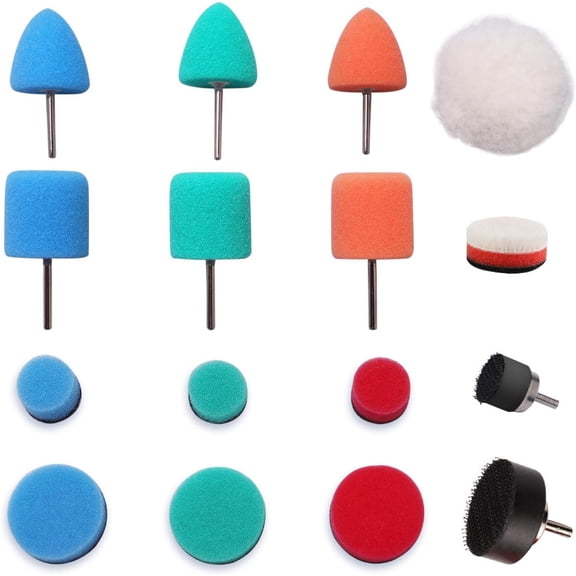 32 Pcs Mini Buffing Polishing Pads Kit, Car Details Mini Polisher Foam Pads for Drill Rotary Tool Buffer Tight Area Detailing Paint Polish Waxing & Glaze