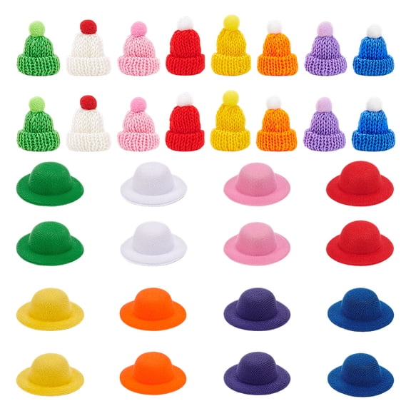 32 Pcs Mini Christmas Hats Knit Craft Knitting Hats Miniature Cloth Hats Mini Wool Hat for Christmas Ornaments Santa Hats for making