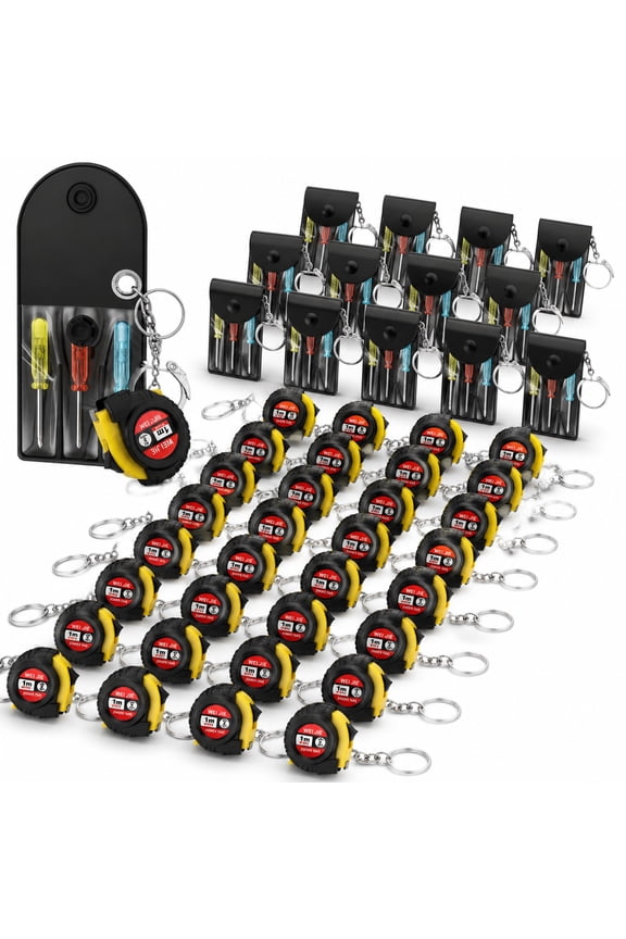 32 Pcs Mini Tool Keychain Set,Include Portable Mini Tape Measure Keychain Small Screwdriver,Multifunctional Pocket Hand Tool Kit for Dad Husband Employee Gifts Daily Household Supplies