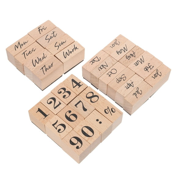 MOKKHNB 32-Piece Vintage Wooden Number Stamp Set for Scrapbooking, Crafting, Projects and Arts