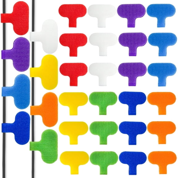 32 Pcs Multi Color Durable Cable Lables with Writable Surface,Waterproof Wire Labels for Electronics Organization,Computer&Industrial Cable Management,1.5" x 0.63"Cord Tags(8 Colors)