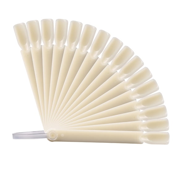 32 Pcs Nail Swatch Sticks with Ring, Fan-shaped Nail Art Polish Practice Display Tips Nail Sample Sticks, Nail Practice Color Display Polish Board