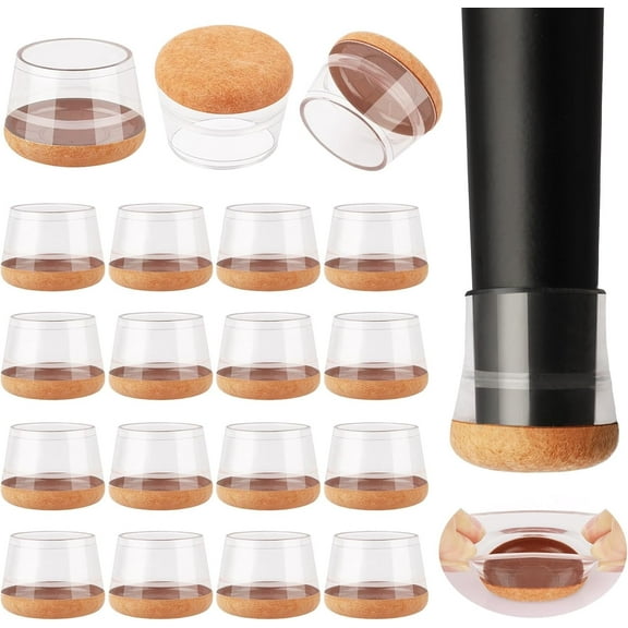 32 Pcs New Chair Leg Floor Protectors, Silicone Chair Leg Protectors for Hardwood Floors, Chair Leg Caps, Thick, Won't Tear-L