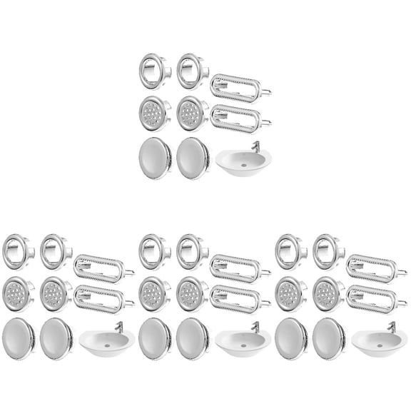 CIMAXIC Sink Overflow Rings Silver Chrome Plated for Bathroom Tub Holes 32Pcs